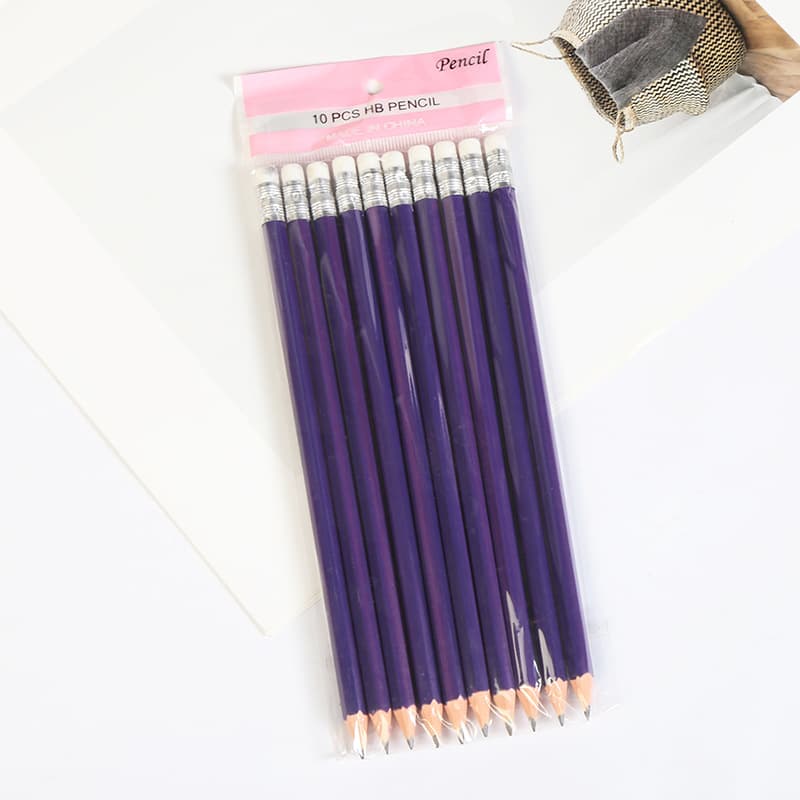 Cartoon eraser yellow pencil HB pencil woodless pencil student learning office supplies round hexagonal pencil 4