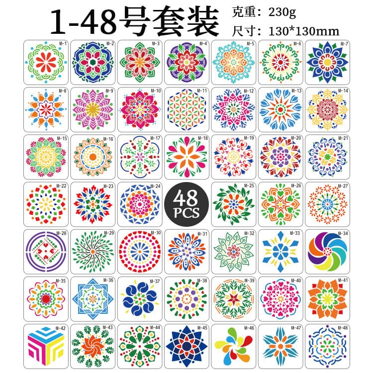 Amazon hot selling mandala template plastic hollow drawing template diy art accessories drawing ruler factory direct sale 9