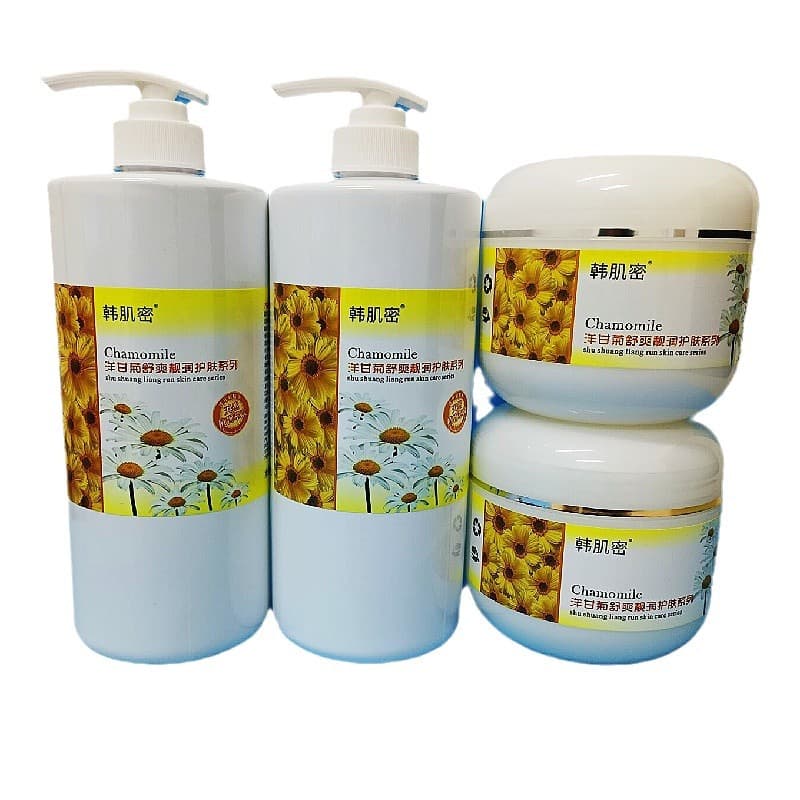 Beauty Salon Outfit Set Chamomile Soothing Skin Care Products Cleanser Exfoliating Toner Massage Cream Facial Mask 6