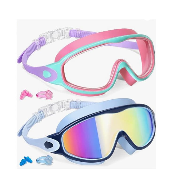 Swimming goggles adult large frame electroplated waterproof anti-fog one-piece earplugs large field of view men's and women's eye protection swimming goggles manufacturer wholesale 9
