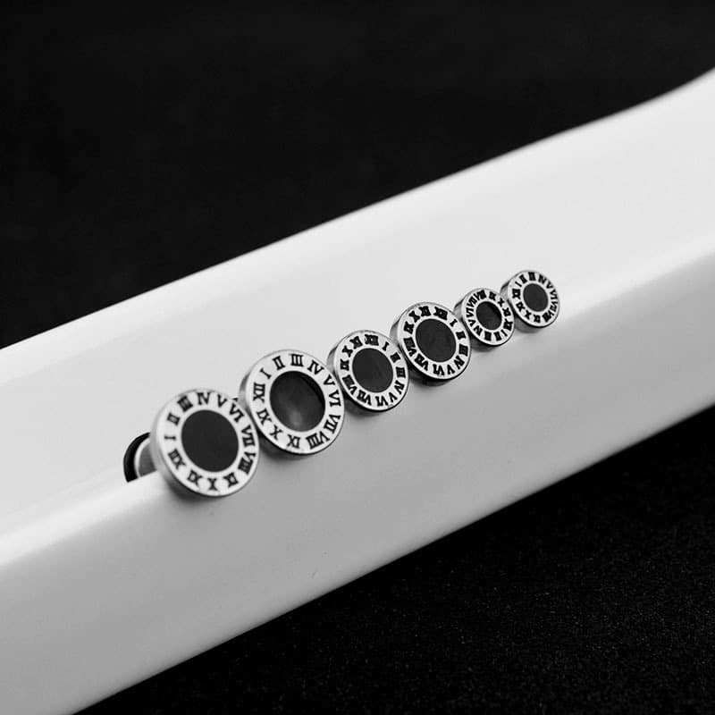 Stainless steel basic classic barbell earrings Roman numeral screw earrings dark style disco men and women street fashion 1