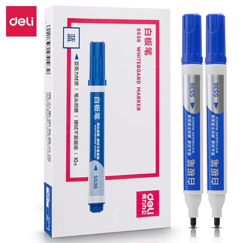 Deli S536 whiteboard pen black red blue erasable marker whiteboard erasable pen office wholesale 7