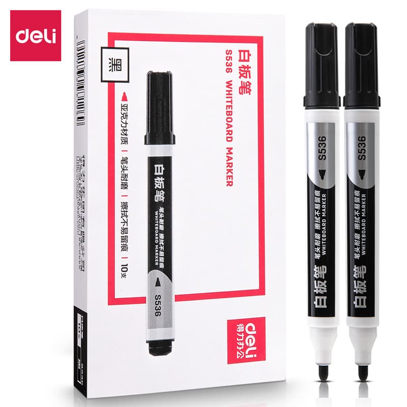 Deli S536 whiteboard pen black red blue erasable marker whiteboard erasable pen office wholesale 8