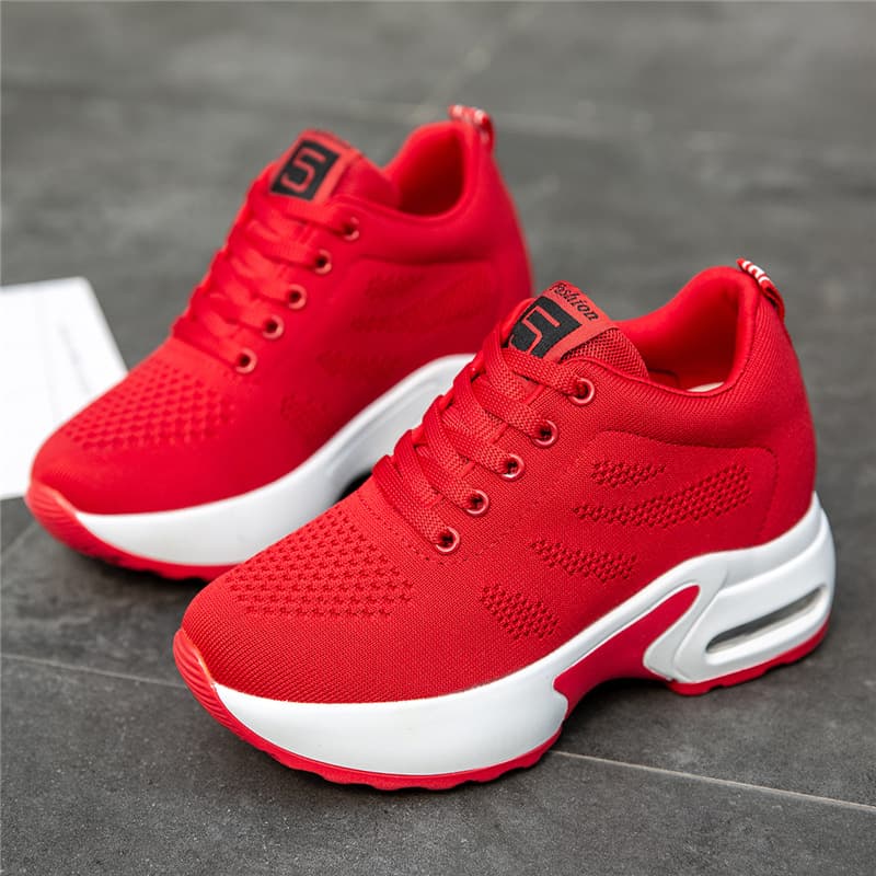 Shoe factory wholesale spring soft-soled mesh breathable inner height-increasing women's shoes sports running shoes platform shoes summer casual shoes 5