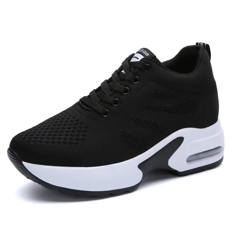Shoe factory wholesale spring soft-soled mesh breathable inner height-increasing women's shoes sports running shoes platform shoes summer casual shoes 6