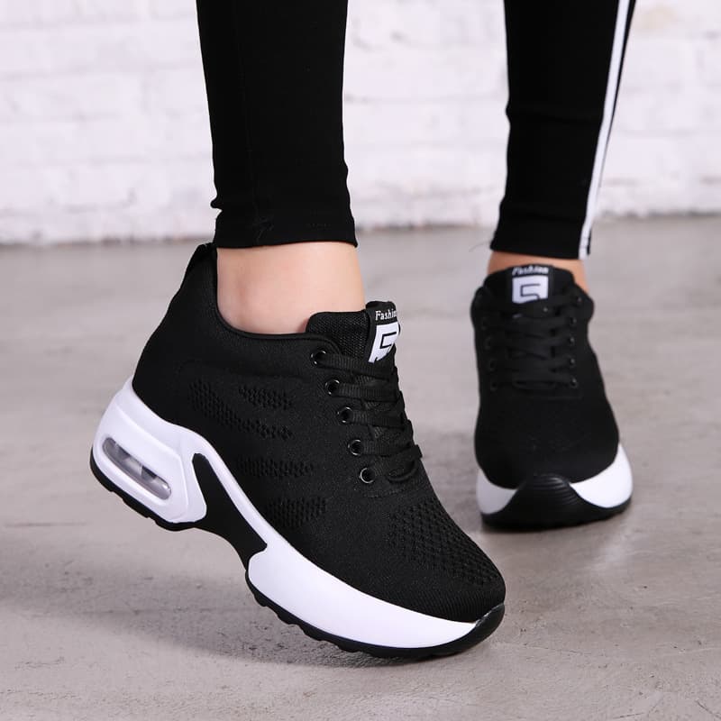 Shoe factory wholesale spring soft-soled mesh breathable inner height-increasing women's shoes sports running shoes platform shoes summer casual shoes 8