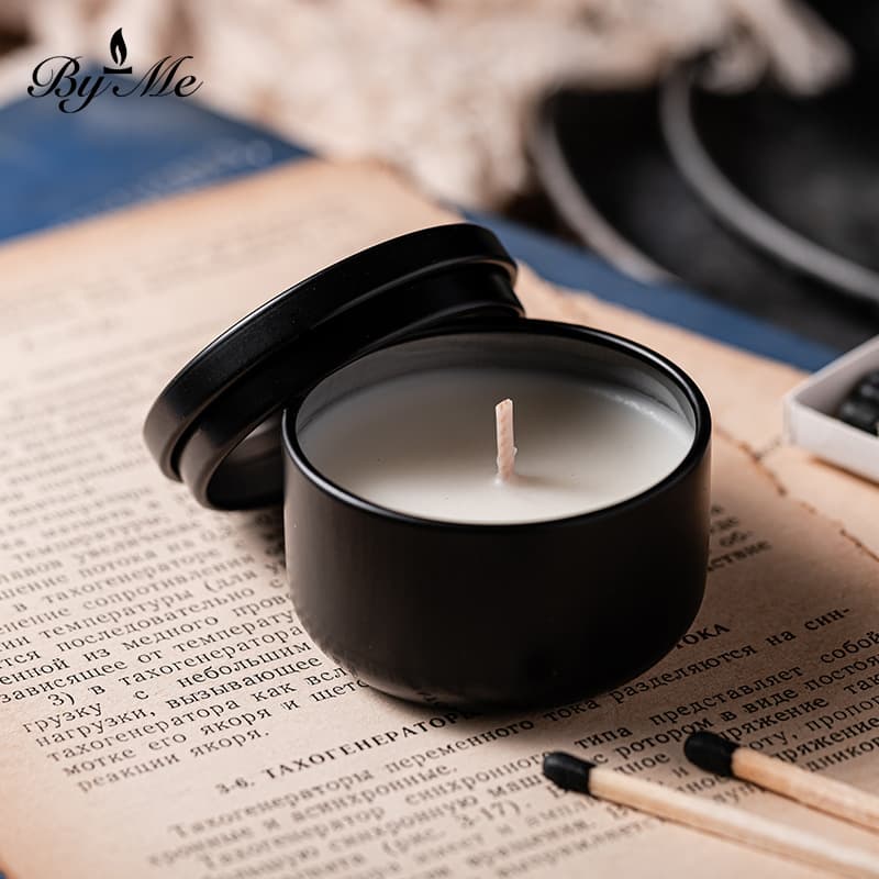 BYME scented candle sample 40g soy wax aromatherapy black tin can essential oil New Year's Eve balloon 3