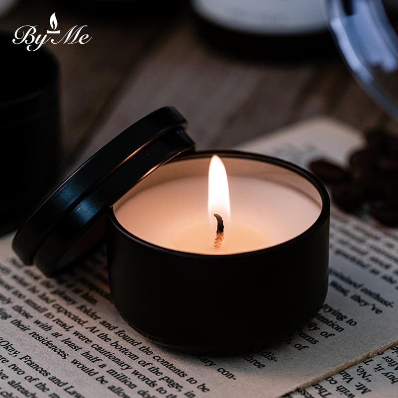 BYME scented candle sample 40g soy wax aromatherapy black tin can essential oil New Year's Eve balloon 1