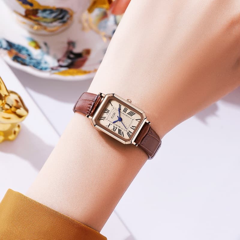 Goldie retro small square plate temperament student watch niche high-end belt bowl watch ladies waterproof quartz watch 3