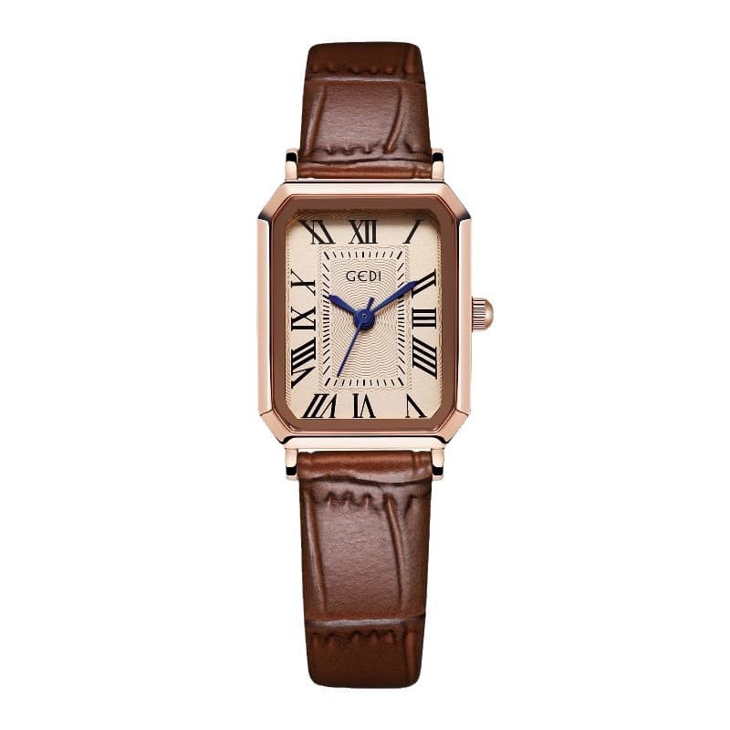 Goldie retro small square plate temperament student watch niche high-end belt bowl watch ladies waterproof quartz watch 6