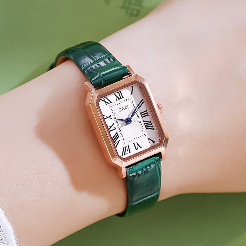Goldie retro small square plate temperament student watch niche high-end belt bowl watch ladies waterproof quartz watch 7