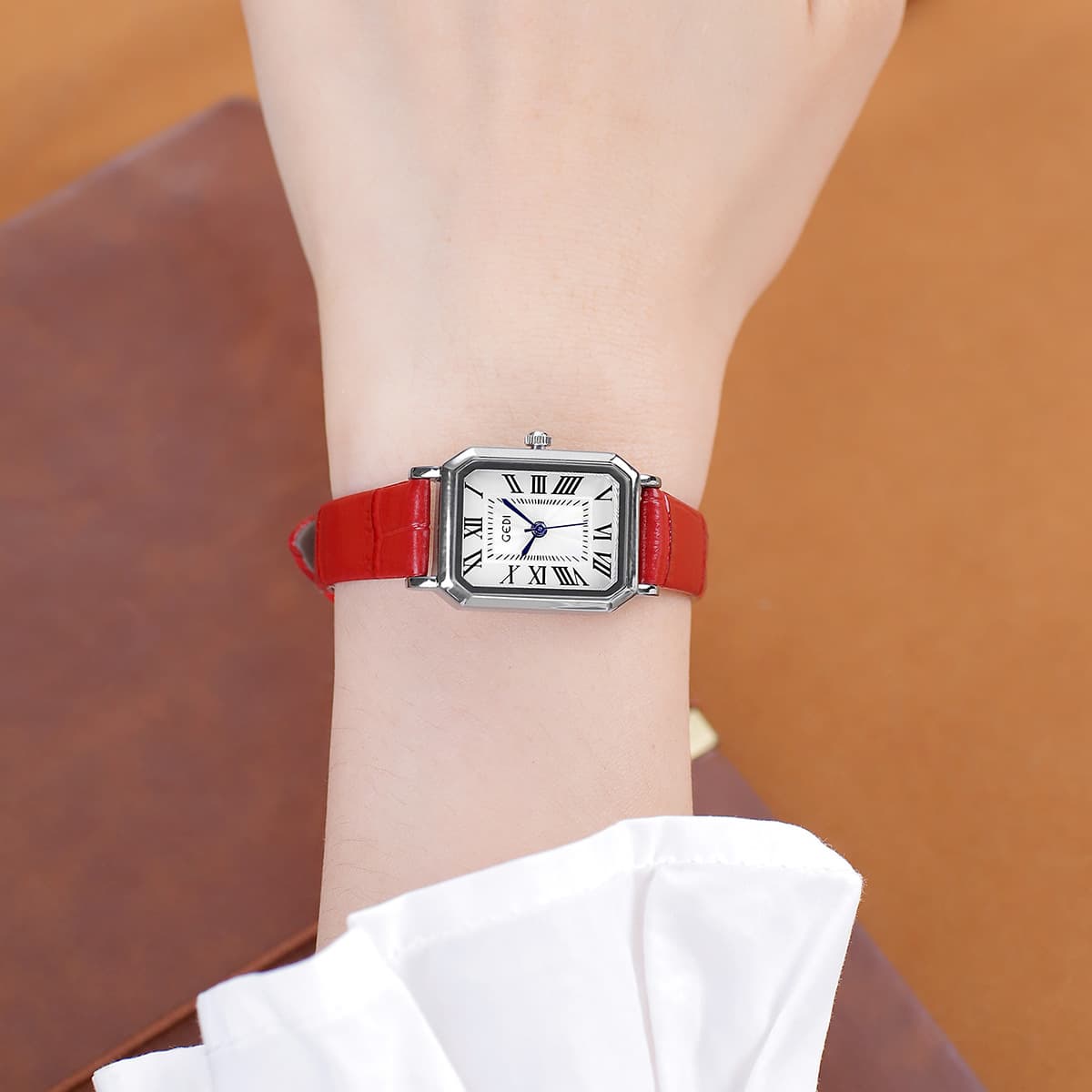 Goldie retro small square plate temperament student watch niche high-end belt bowl watch ladies waterproof quartz watch 8