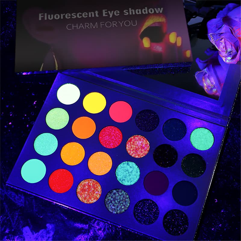 Spot wholesale luminous eye shadow colorful fluorescent powder makeup palette glitter eye shadow 24 colors eye shadow without logo 4