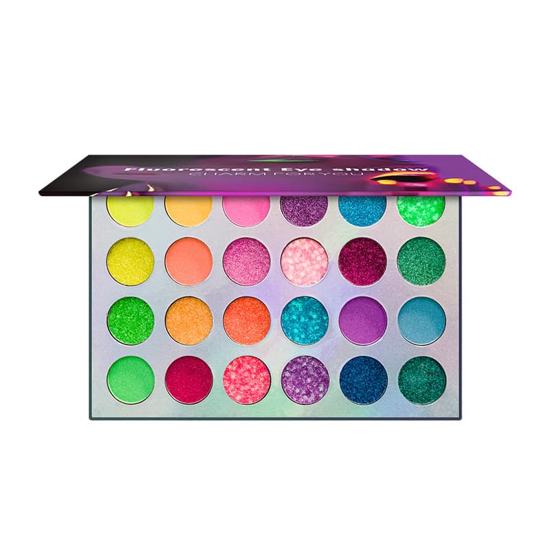 Spot wholesale luminous eye shadow colorful fluorescent powder makeup palette glitter eye shadow 24 colors eye shadow without logo 6