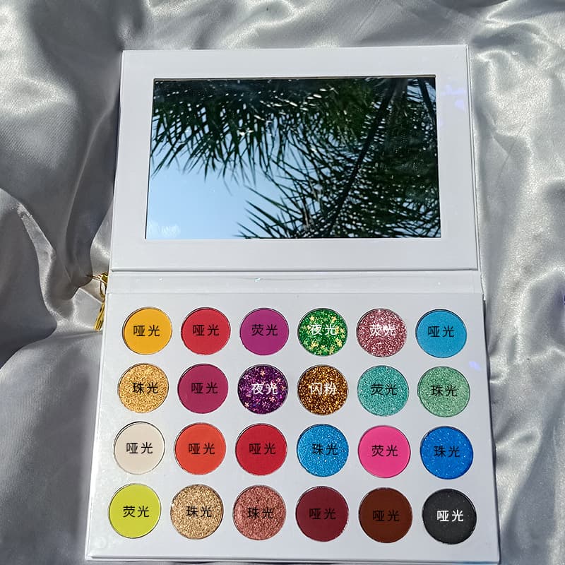 Spot wholesale luminous eye shadow colorful fluorescent powder makeup palette glitter eye shadow 24 colors eye shadow without logo 8