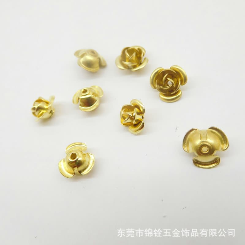 Copper three-dimensional flower rose flower three-layer three-dimensional flower perforated rose DIY jewelry accessories high quality rose flower 3