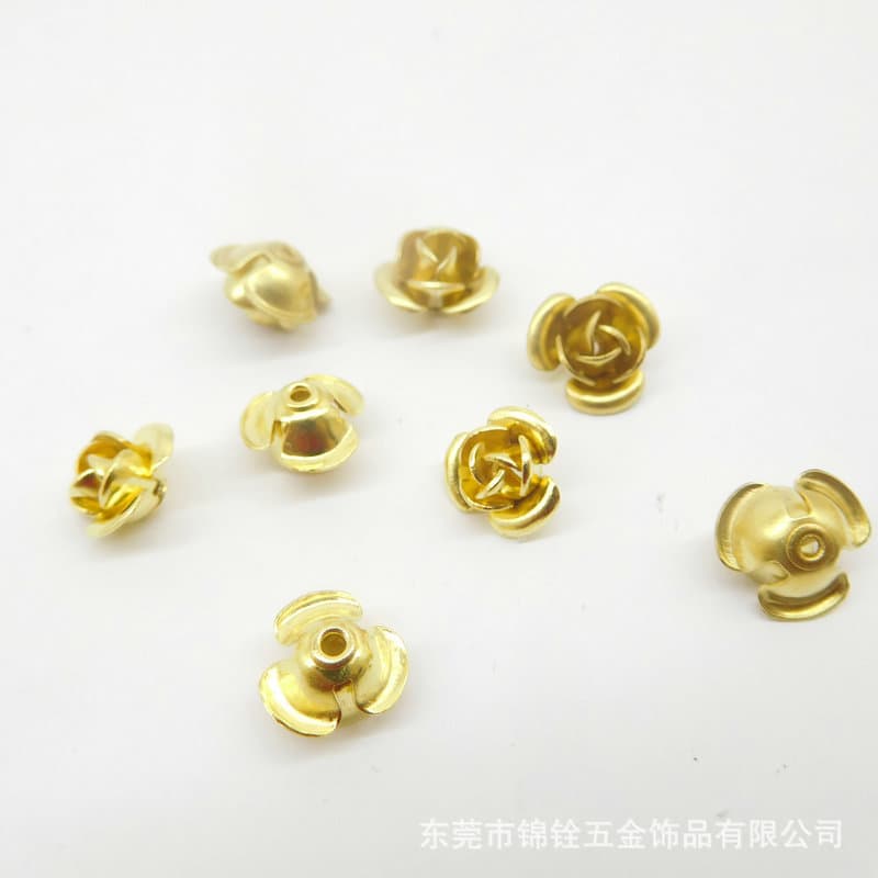 Copper three-dimensional flower rose flower three-layer three-dimensional flower perforated rose DIY jewelry accessories high quality rose flower 4