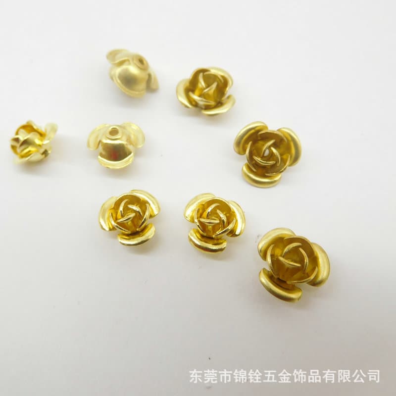 Copper three-dimensional flower rose flower three-layer three-dimensional flower perforated rose DIY jewelry accessories high quality rose flower 5