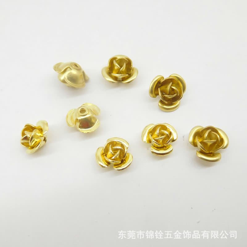 Copper three-dimensional flower rose flower three-layer three-dimensional flower perforated rose DIY jewelry accessories high quality rose flower 6