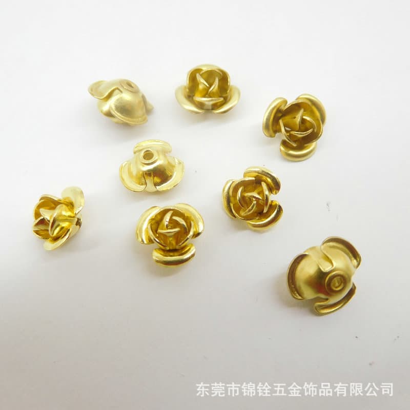 Copper three-dimensional flower rose flower three-layer three-dimensional flower perforated rose DIY jewelry accessories high quality rose flower 1