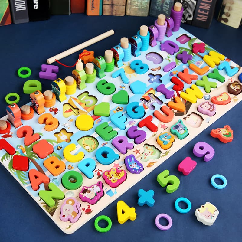 Young children's toys digital puzzle building blocks 1 year old 2 babies early education puzzle development boys and girls magnetic fishing 1