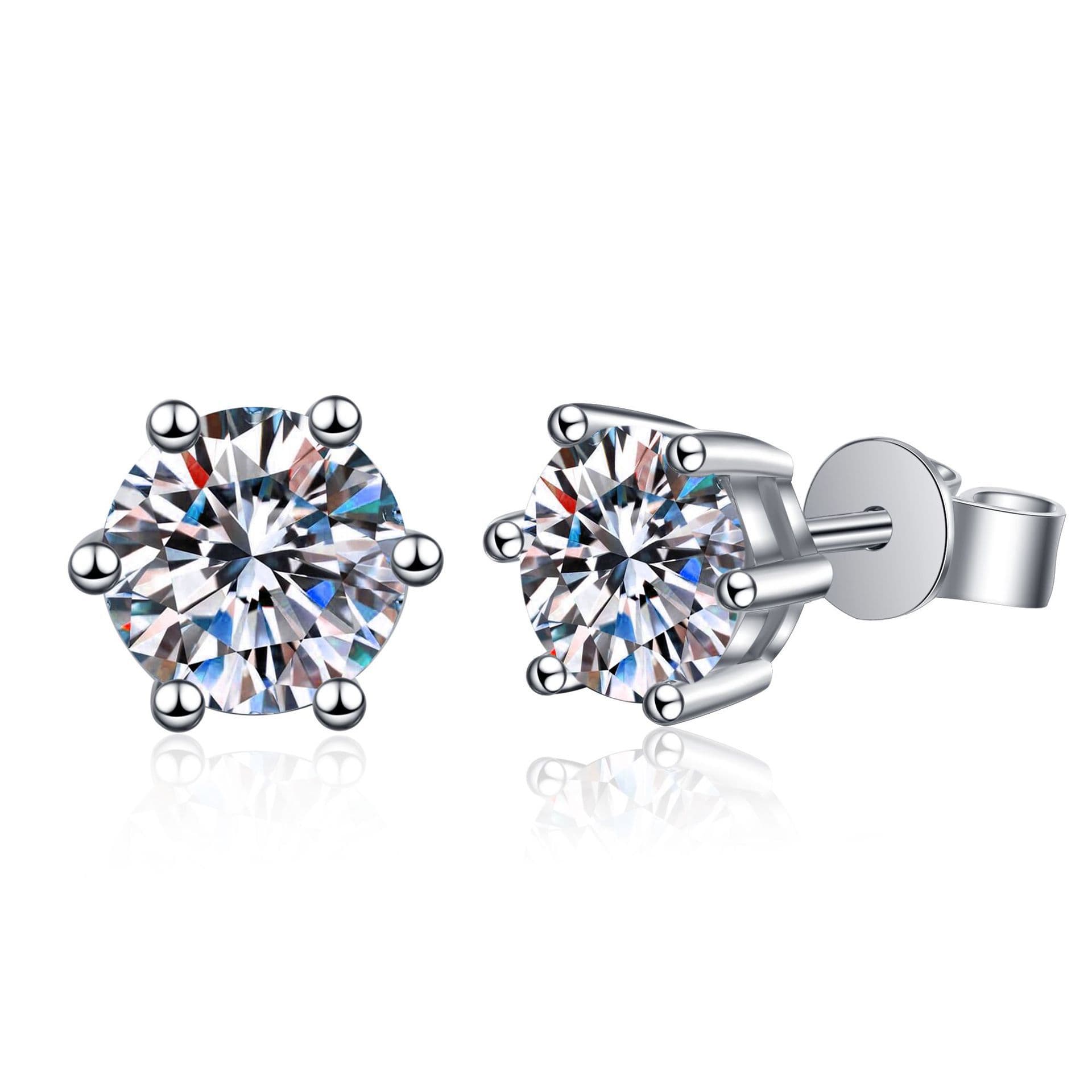 Korean version of the classic six-claw moissanite earrings for women, fashionable and elegant heart-shaped diamond earrings, internet celebrity live broadcast supply 6
