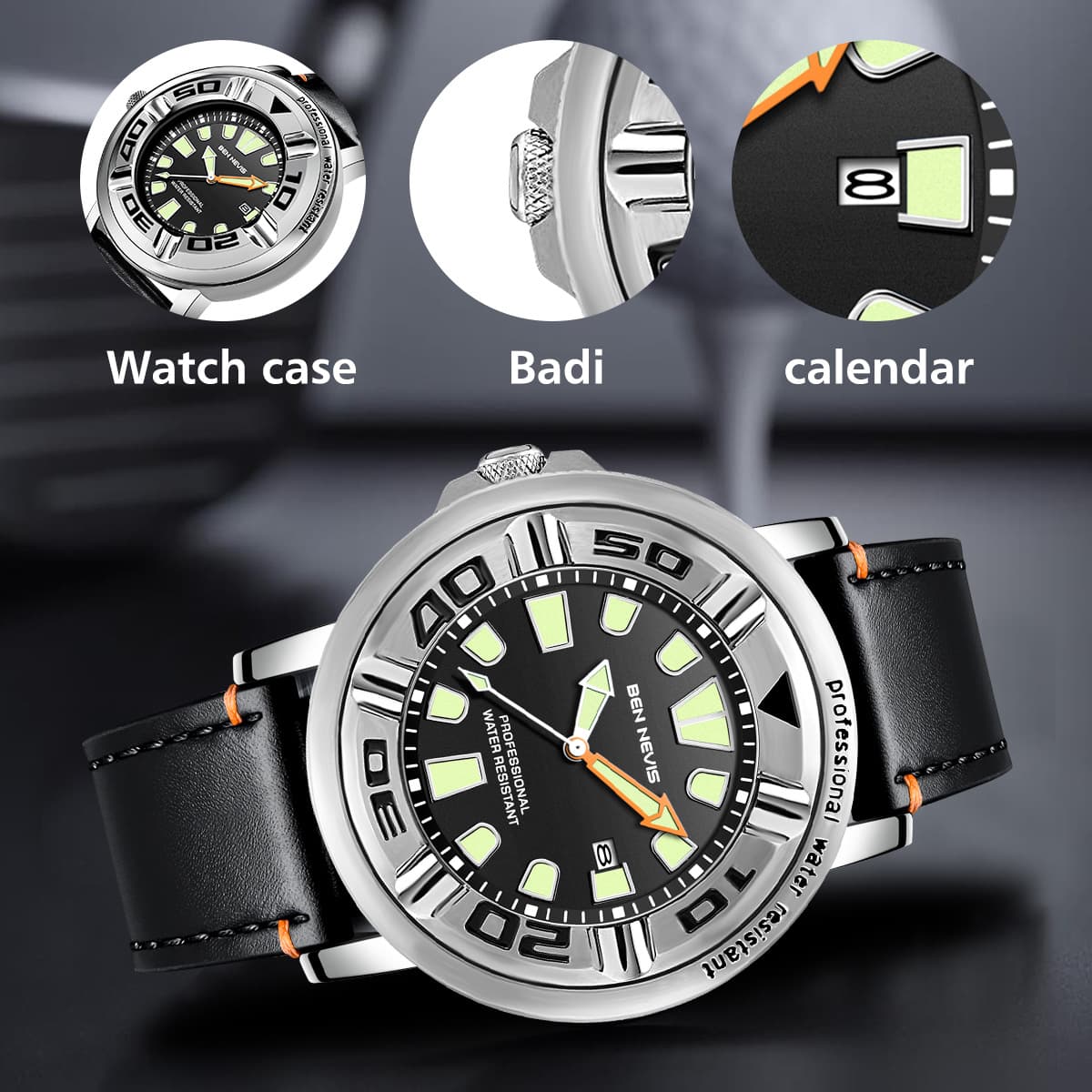 BEN NEVIS business men's quartz watch waterproof sports watch fashionable luminous men's watch BN3019G 5