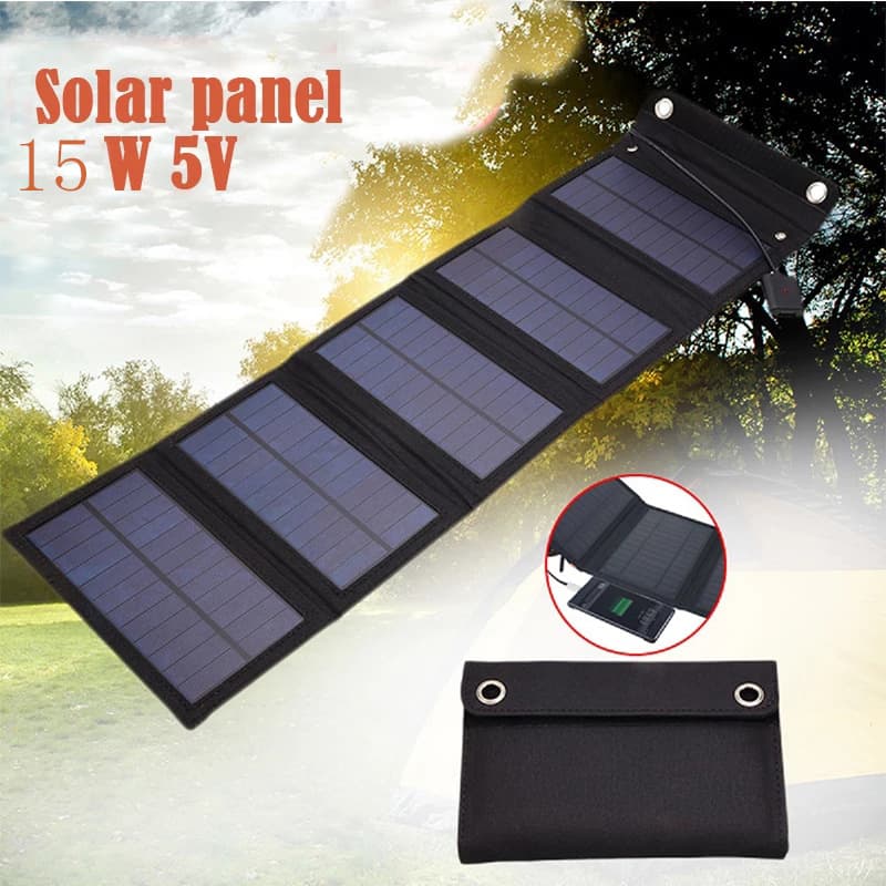 15W Foldable USB Solar Panel Portable Solar Panel Outdoor Charging Power Bank Charger 7