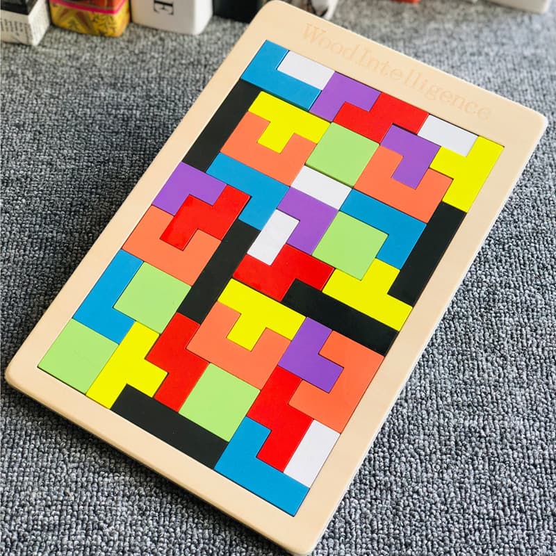 Cross-border Tetris manufacturers wholesale wooden puzzles wooden building blocks game puzzles children's educational educational toys 2