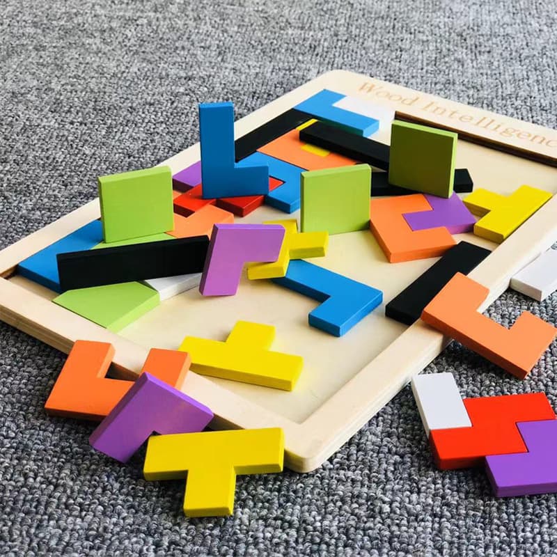 Cross-border Tetris manufacturers wholesale wooden puzzles wooden building blocks game puzzles children's educational educational toys 3