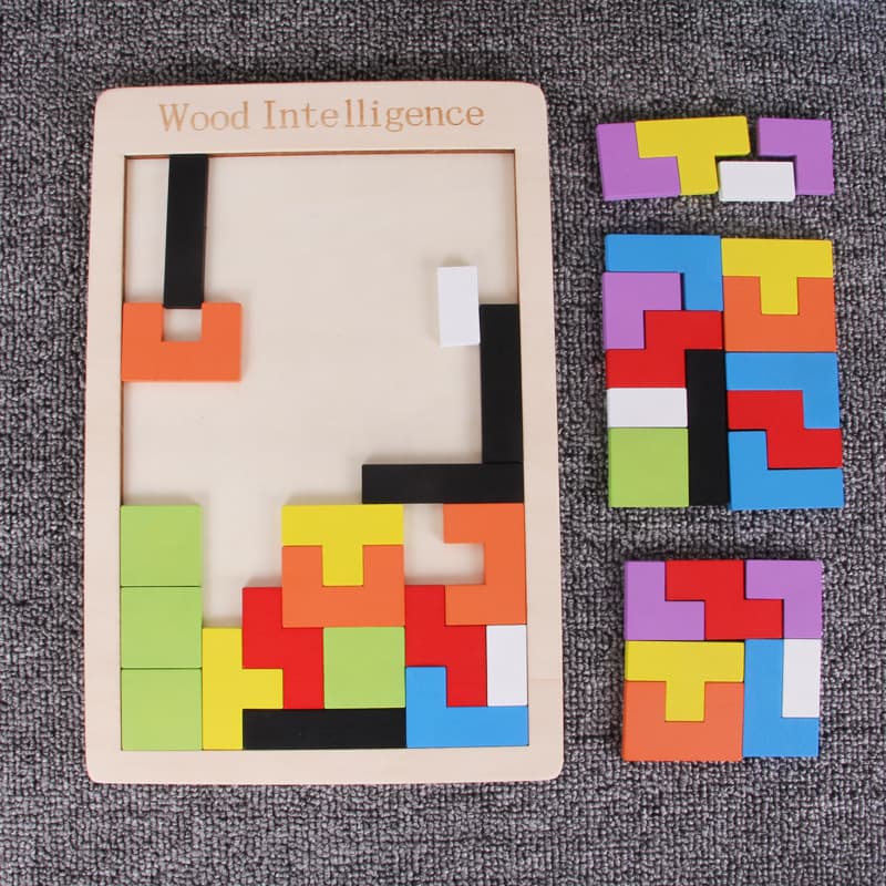 Cross-border Tetris manufacturers wholesale wooden puzzles wooden building blocks game puzzles children's educational educational toys 5