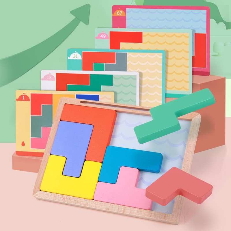 Cross-border Tetris manufacturers wholesale wooden puzzles wooden building blocks game puzzles children's educational educational toys 7