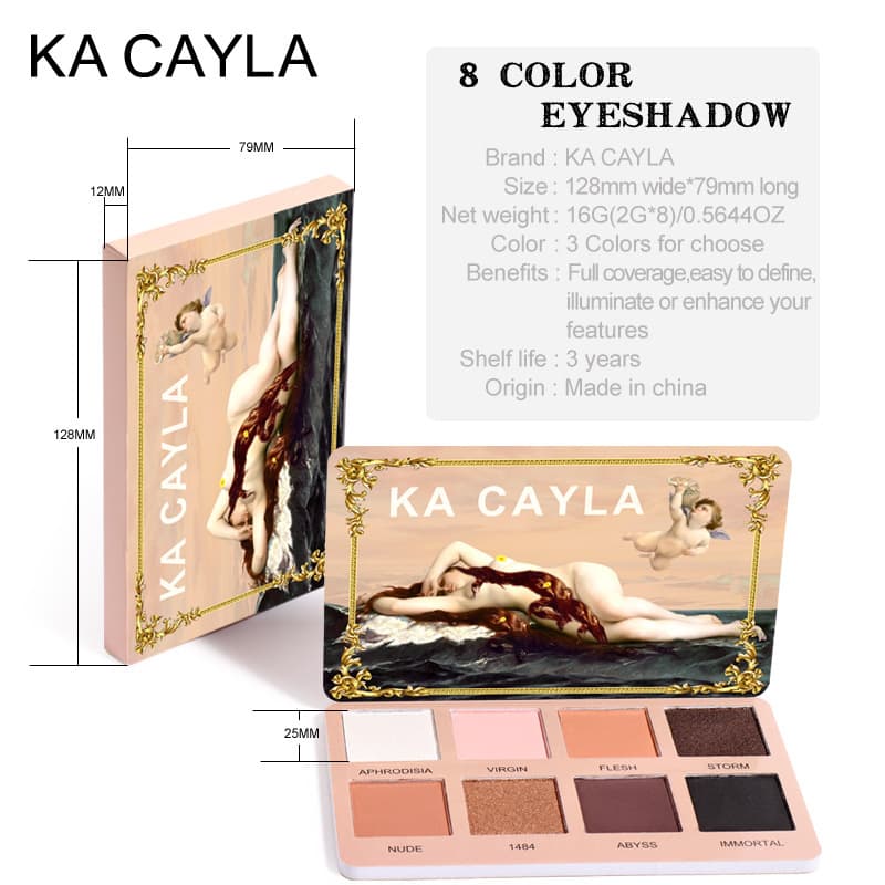 Foreign trade cosmetics KA CAYLA 8-color eyeshadow palette EVA matte eyeshadow metallic pearlescent flash foreign trade cross-border 5