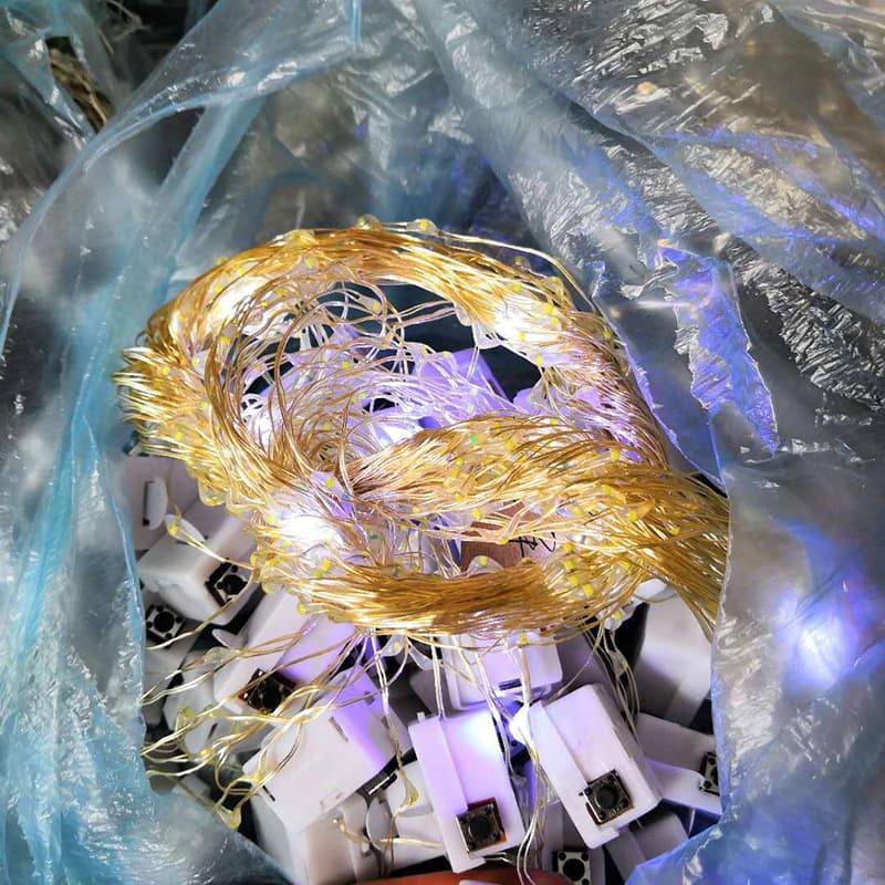 1 meter 10 light warm color LED light string copper light line three-speed flash cake flower decoration light bar accessories gift box string light 8