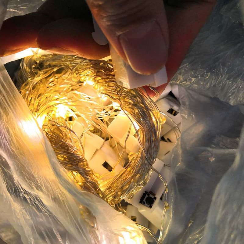 1 meter 10 light warm color LED light string copper light line three-speed flash cake flower decoration light bar accessories gift box string light 10