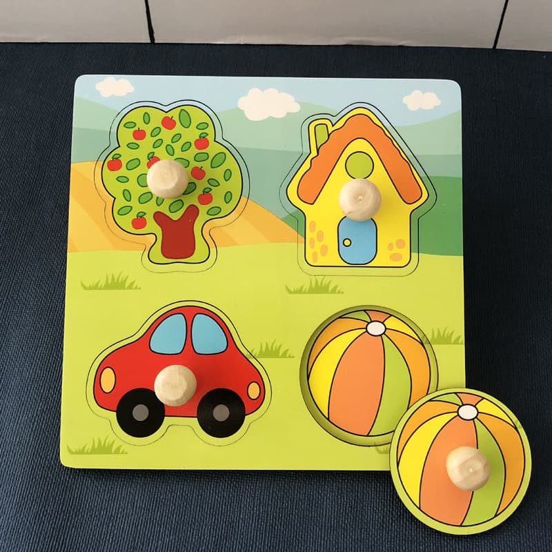 Hand-grabbing board puzzle children's Montessori early education cognitive puzzle toy baby 1 building block 2-year-old shape matching boy 8
