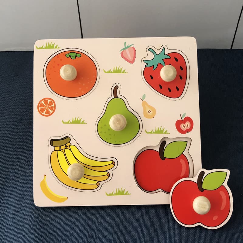 Hand-grabbing board puzzle children's Montessori early education cognitive puzzle toy baby 1 building block 2-year-old shape matching boy 1
