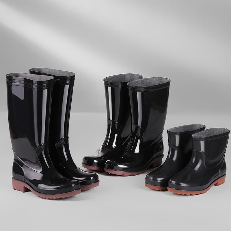 Men's rain boots non-slip waterproof short-tube water shoes men's rain boots plus velvet mid-tube high-top rubber shoes construction site long boots 3