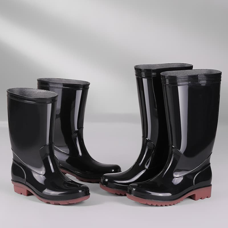 Men's rain boots non-slip waterproof short-tube water shoes men's rain boots plus velvet mid-tube high-top rubber shoes construction site long boots 4