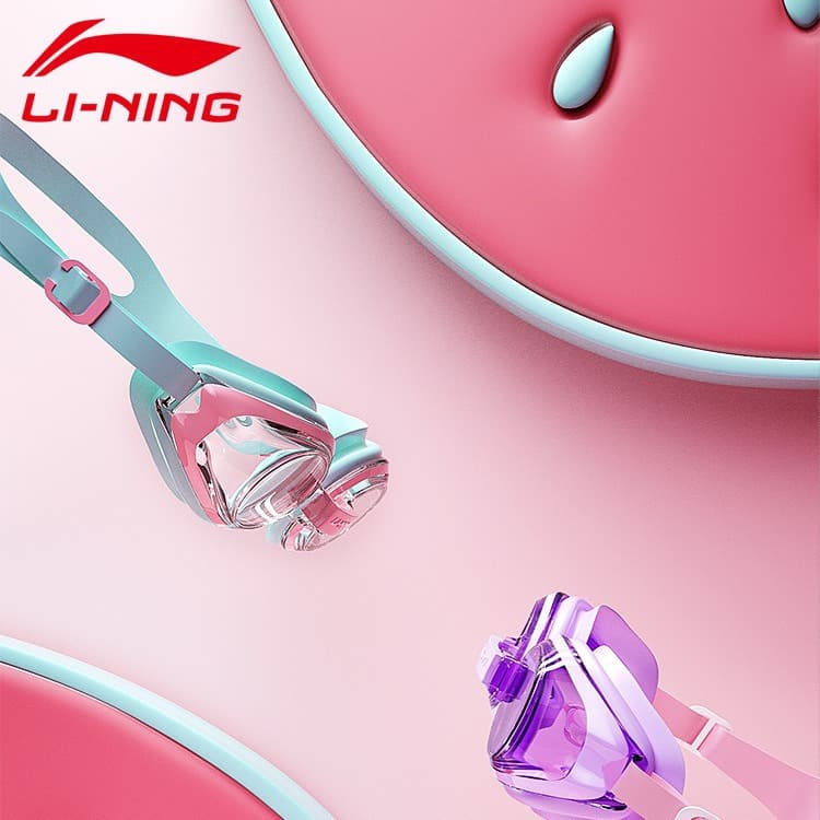 Li Ning swimming goggles children's swimming goggles boys and girls swimming goggles large frame waterproof anti-fog high-definition youth professional swimming goggles 3