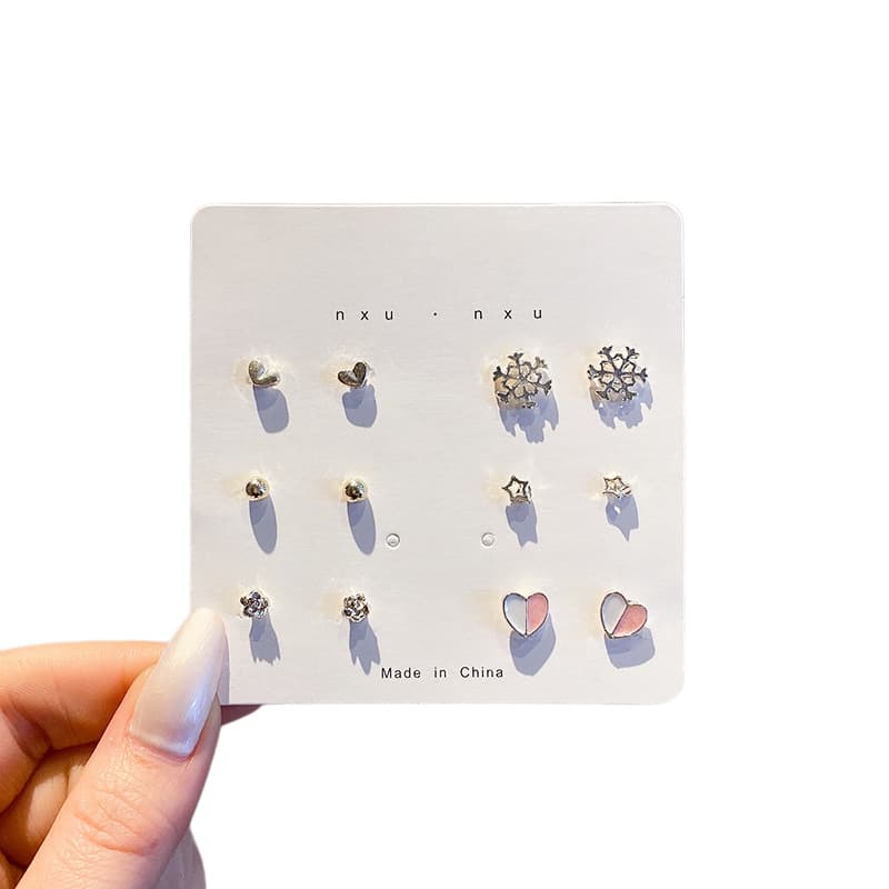 One-week earring set 2025 new trendy women's simple, compact and versatile Internet celebrity temperament, no need to take off earrings for sleeping 6