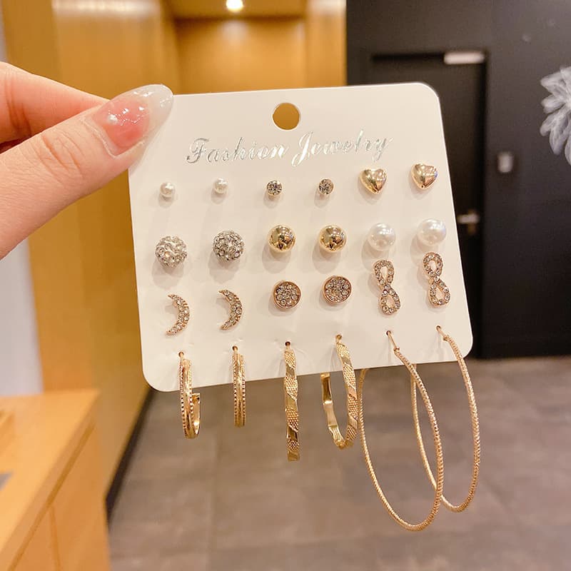 One-week earring set 2025 new trendy women's simple, compact and versatile Internet celebrity temperament, no need to take off earrings for sleeping 9