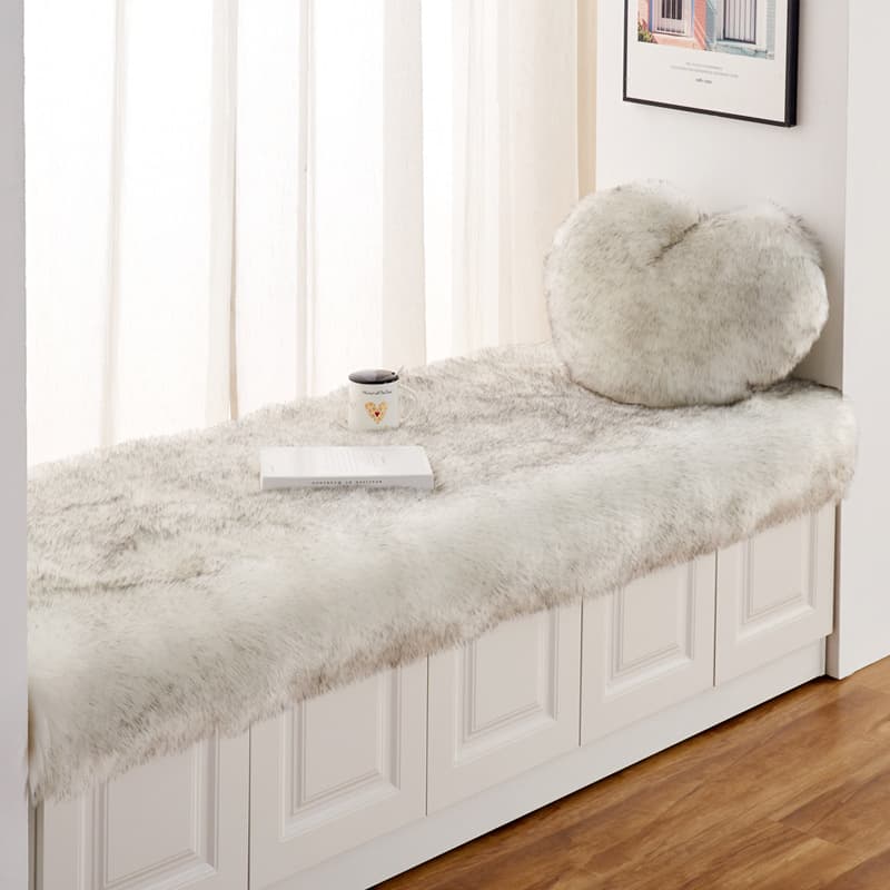 Light gray imitation wool bedroom bay window balcony mat plush carpet thickened tatami mat window decoration 8