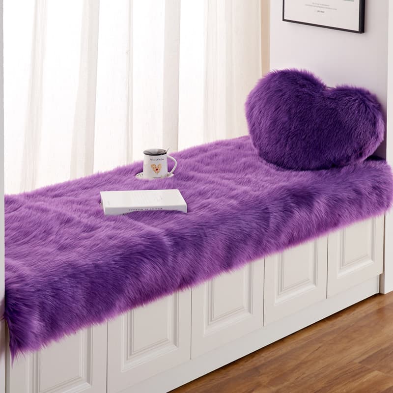 Light gray imitation wool bedroom bay window balcony mat plush carpet thickened tatami mat window decoration 9