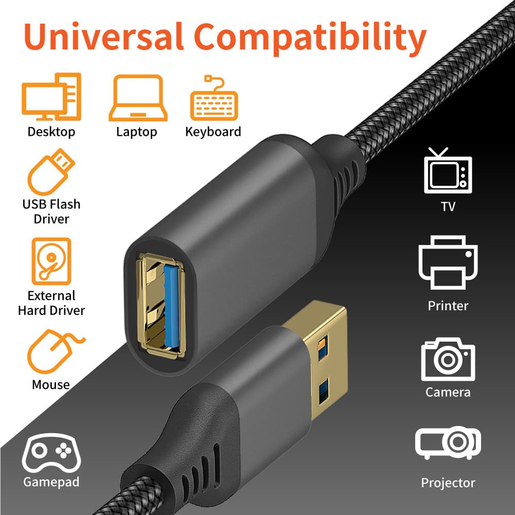 Nylon braided USB 3.0 male to female high-speed transmission data cable computer hard disk camera printer extension cable 5
