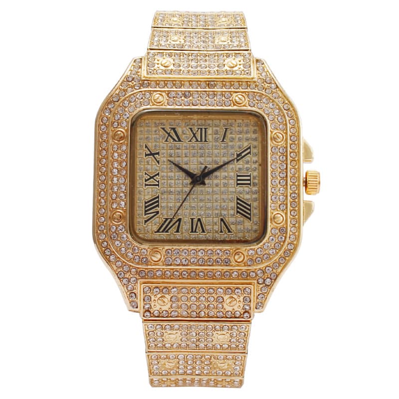 Foreign trade cross-border popular square starry rhinestone watch quartz watch men's full diamond watch manufacturer wholesale watches 2