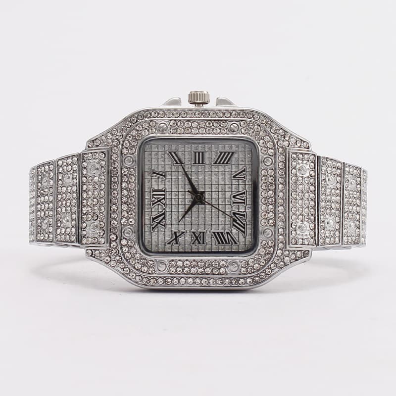 Foreign trade cross-border popular square starry rhinestone watch quartz watch men's full diamond watch manufacturer wholesale watches 4