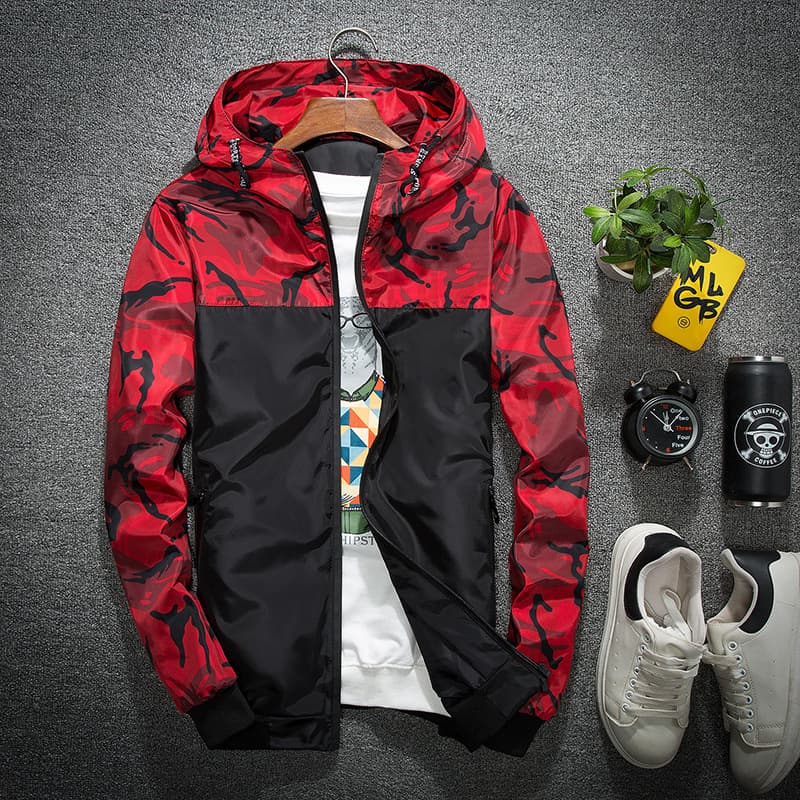 Spring new men's jacket men's camouflage men's jacket Korean style slim outer coat one-piece casual and versatile 2