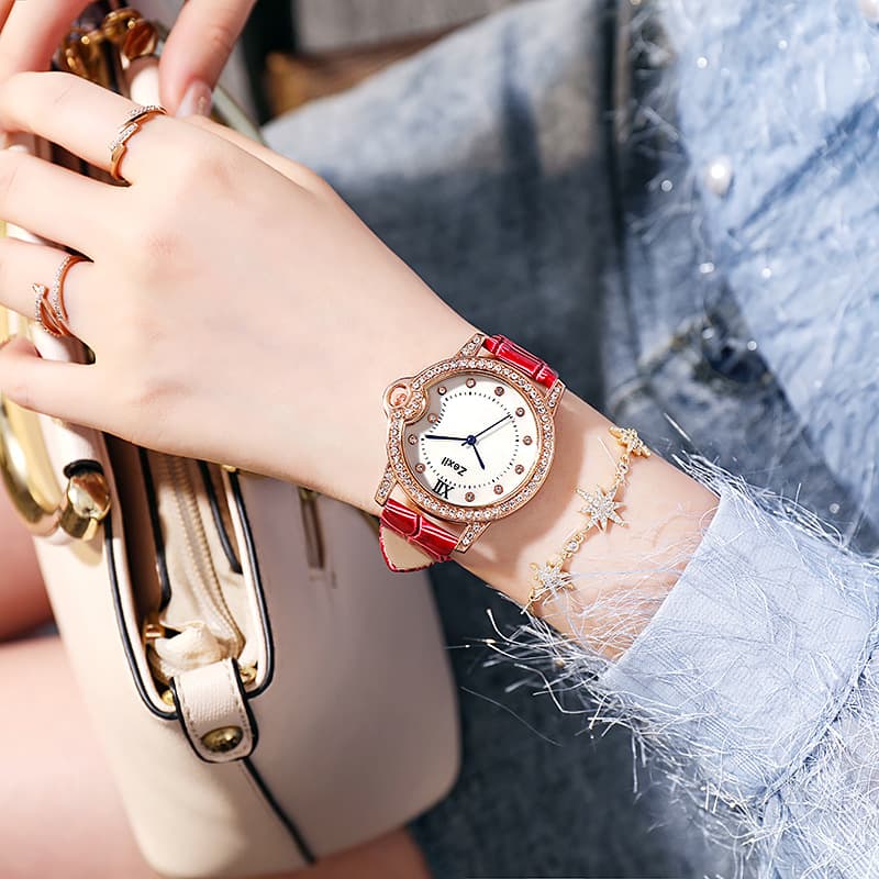 New watch ladies ins style fashion internet celebrity blue needle imitation shell rhinestone simple temperament student female model 4