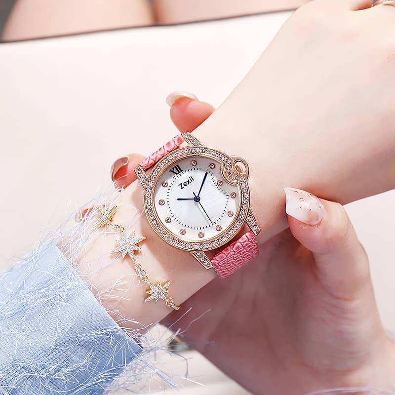 New watch ladies ins style fashion internet celebrity blue needle imitation shell rhinestone simple temperament student female model 1